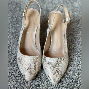 Kelly & Katie Snakeskin Slingback Heels